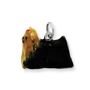  Sterling Silver Enameled Yorkshire Terrier Charm Jewelry