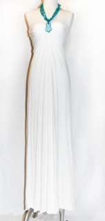  SKY Brand White Turquoise Stone Necklace Halter Sexy Long Maxi Dress 