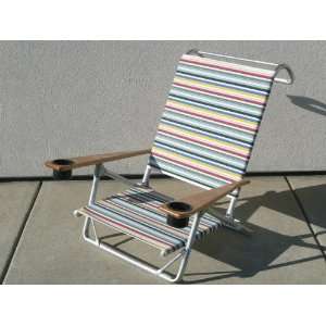  Mini Sun Chaise with Cup Holders Classic Stripe Fabric 
