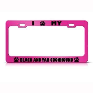  Black And Tan Coonhound Dog Pink Metal license plate frame 