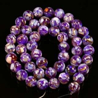 Charm Purple Mother Of Pearl Shell Round Loose Bead 8mm  