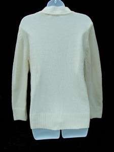 SMALL HEAVY CREAM WHITE SWEATER ACRYLIC CABLE KNIT NWT  