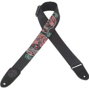   MSSC8S Cotton Printed Skull Guitar Strap, Flowers Musical Instruments