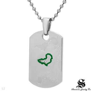 SIMMONS Stainless Steel World Map Dog Tag w/Diamonds  
