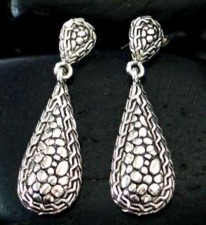   cobblestone style drop stud earrings metal fashion silvertone metal
