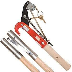   Pole Pruner and Saw Combination With Two 6ft Sectional Wood Poles
