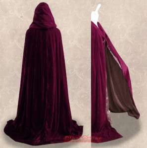 Hood Wine red Velvet Wedding Claret Cloaks with Shawl  