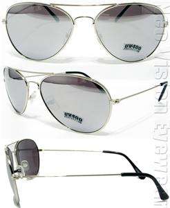 Lot of 3 Black Gold Silver Frame Aviator Sunglasses Silver Mirror 