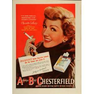   Ad Chesterfield Cigarettes Claudette Colbert ABC   Original Print Ad