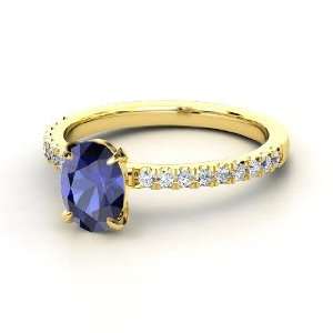  Colette Ring, Oval Sapphire 14K Yellow Gold Ring with 