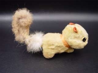 Vintage Wind Up Tin Cloth Fur Covered Moving Squirrel  