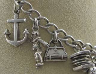 Vintage Sterling Silver Charm Bracelet 1940s Era HEARTS MOVERS  