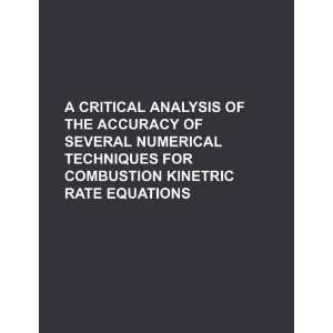   of several numerical techniques for combustion kinetric rate equations