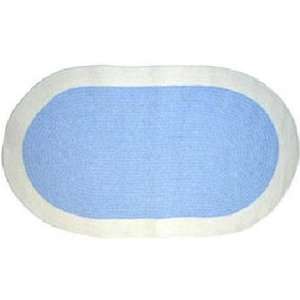  Oval braided rug with ivory border   Blue