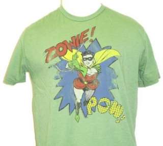  Robin DC Comics Batman and Robin Mens Green Vintage T 