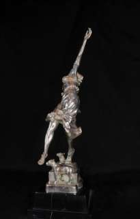 French Silver Bronze Art Deco Dog Dancer Figurine  