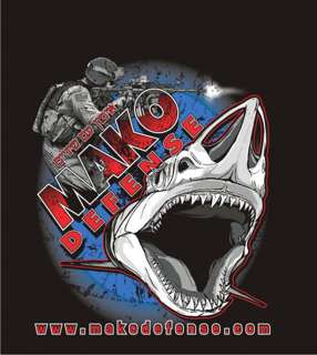 Mako Defense Shark Design Athletic Cut New Tactical T Shirt 100% 