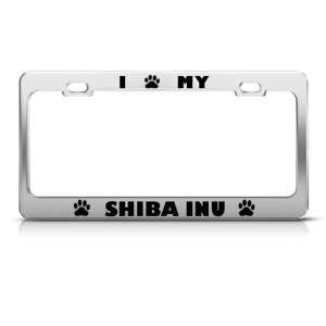  Shiba Inu Dog Dogs Chrome Metal license plate frame Tag 
