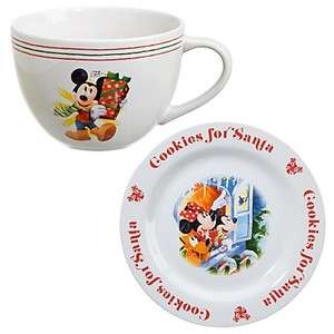   Cookies for Santa Mickey Mouse Plate and Mug Set    2 Pc. NEW  