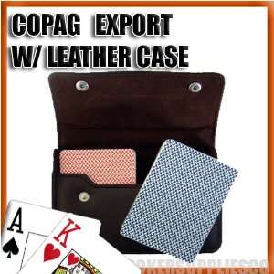  Copag Plastic Cards Leather Case Set Export Poker Jumbo 