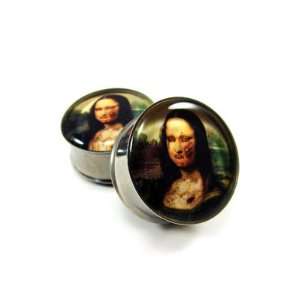  Zombie Mona Lisa Picture Plugs   5/8 Inch   16mm   Sold As 