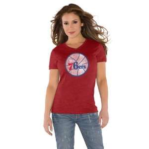  Philadelphia 76ers Red Womens Primary Logo Tri Blend V 