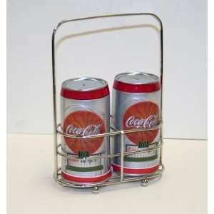    Cola COKE Logo Metal Salt & Pepper Shakers + Rack