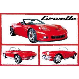 Fabulous Corvettes Red Car PAPER POSTER measures 36 x 24 inches (91.5 