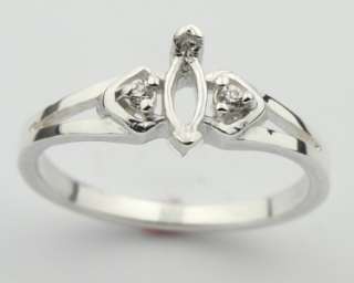 6x3mm MQ Semi mount 14k White Gold Ring Setting  