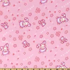  45 Wide Polyester/Cotton Broadcloth Baby Bear Pink Fabric 