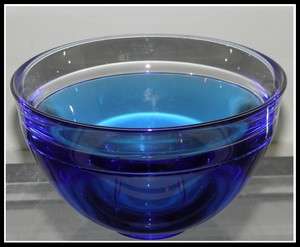 Unusual Signed Blue Orrefors Modern Art Glass Crystal Bowl NR  