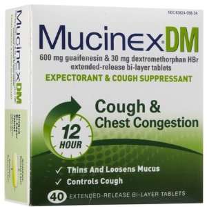 Mucinex DM Expectorant & Cough Suppressant 40 ct. (Quantity of 3)