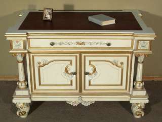 Antiqued White Hand Painted Office Desk Writing Table  