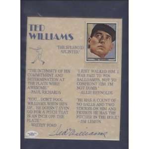  Ted Williams Signed Homage Print JSA LOA   Autographed MLB 