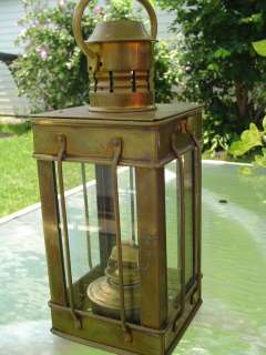 Vtg Antique Nautical Wedge Brass+Copp Oil Ship Lantern  