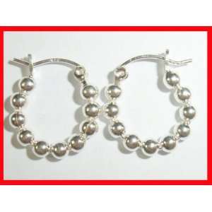   Sterling Silver Beaded Hoop Earrings #1970 Arts, Crafts & Sewing