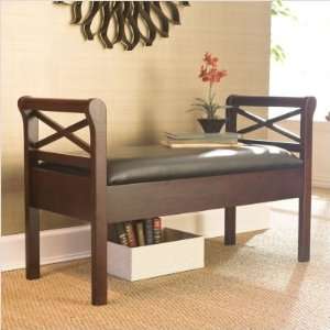  SEI Faux Leather Storage Bench Furniture & Decor