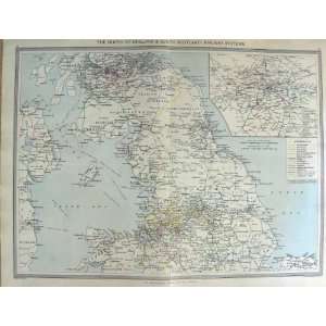   HARMSWORTH MAP 1906 SCOTLAND ENGLAND RAILWAY SYSTEMS