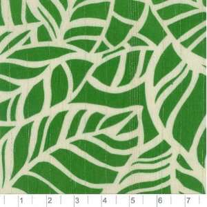  48 Wide Crinkle Gauze Leaves Green/Ivory Fabric By The 