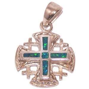   Jerusalem Cross   Opal stones   2 Layers (1.8 cm or 0.7 without loop