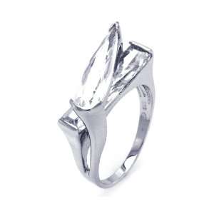  Sterling Silver Criss Cross Clear CZ Ring Size 9 Jewelry