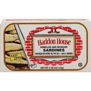 Haddon House sardines, boneless and skinless packed in pure olive oil 