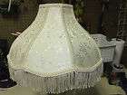 Damask Brocade Cream / Off White Fabric with Fringe Lamp Shade (s)