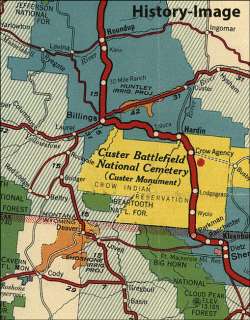 1925 AUTO TOURING ROAD MAP CUSTER BATTLEFIELD HIGHWAY  