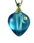 Cremation Glass Blue Crystal with CZ tear Urn locket Jewelry with 