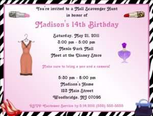 Scavenger Hunt Mall Invitations/Birthday Party Supplies  