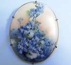 Lovely Antique Hand Painted Bluebirds & Forget Me Knots Porcelain Pin