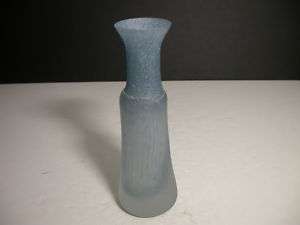 Scandinavian Art Glass Vase Cased Satin to Blue 7 1/8T  