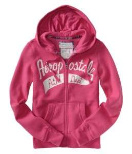 NEW Aeropostale Juniors Full Zip Up Glitter LOGO Hooded Sweatshirt 