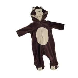  Velour Monkey Footie, Brown, 9 mo Baby